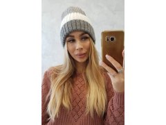 Fleecová čepice Bojana K265 šedá+bílá 1