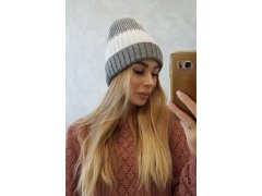 Fleecová čepice Bojana K265 šedá+bílá 2