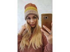 Fleecová čepice Bojana K265 beige+kiwi+camel 1