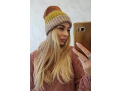 Fleecová čepice Bojana K265 beige+kiwi+camel 2