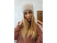 Fleecová čepice Dolores K303 tmavě béžová+modrá+žlutá 2