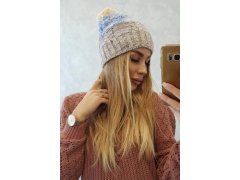 Fleecová čepice Dolores K303 tmavě béžová+modrá+žlutá 3