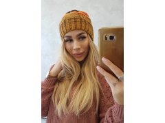Fleecová čepice Dolores K303 hořčicová+oranžová+zelená 1