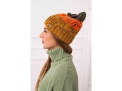 Fleecová čepice Dolores K303 hořčicová+oranžová+zelená 3