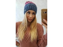 Fleecová čepice Dolores K303 denim+růžová+tmavě fialová 1