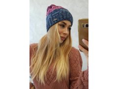 Fleecová čepice Dolores K303 denim+růžová+tmavě fialová 2