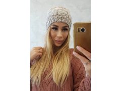 Fleecová čepice Dolores K303 hnědá+světle béžová+tmavě béžová 1