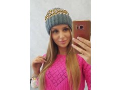 Dámská čepice Iris K348 tmavě šedá+žlutá 1