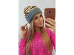 Dámská čepice Iris K348 tmavě šedá+žlutá 2