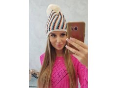 Dámská čepice s bambulí Hanna K328 ecru 2
