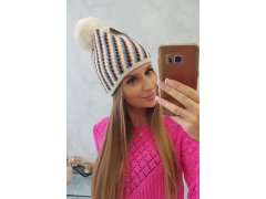 Dámská čepice s bambulí Hanna K328 ecru 3