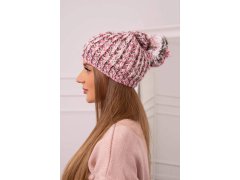 Dámská čepice s&nbsp;bambulí Maria K335 pudrově růžová 1