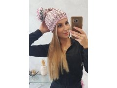 Dámská čepice s&nbsp;bambulí Maria K335 pudrově růžová 3