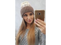 Dámská čepice Samara K346 cappuccino+ecru 2