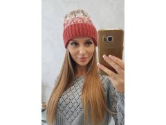 Dámská čepice Samara K346 červená+béžová 2