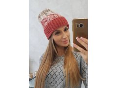 Dámská čepice Samara K346 červená+béžová 3