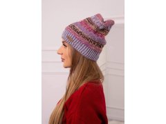 Čepice s&nbsp;fleecem Patrycja K254 fialová+šedá 1