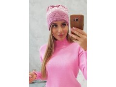 Dámská čepice Kira K374 tmavě růžová+bílá 3