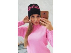 Dámská čepice Kira K374 black+pink 2