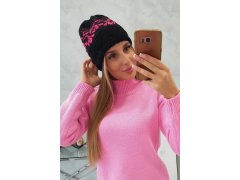 Dámská čepice Kira K374 black+pink 3