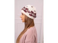Dámská čepice Otylia K387 ecru+bordeaux 1