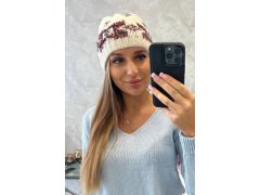 Dámská čepice Otylia K387 ecru+bordeaux 2