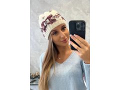 Dámská čepice Otylia K387 ecru+bordeaux 3