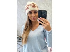 Dámská čepice Otylia K387 ecru+red 2