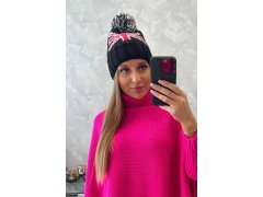 Dámská čepice s&nbsp;bambulí Elizabeth K386 černá 1
