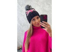 Dámská čepice s&nbsp;bambulí Elizabeth K386 černá 2