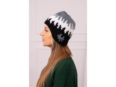Dámská čepice Nikol K405 tmavě šedá+bílá+černá 1