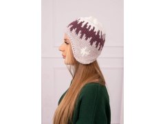 Dámská čepice Nikol K405 bílá+tmavě fialová+béžová 1