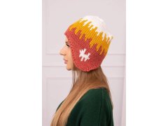 Dámská čepice Nikol K405 bílá+hořčicová+červená 1