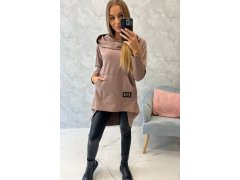 Mikina s dlouhými zády a kapucí mocca 3