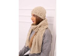 Dámská souprava se šátkem Adrianna K417 tmavě béžová 1