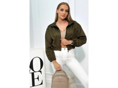 Semišová mikina na zip khaki 3
