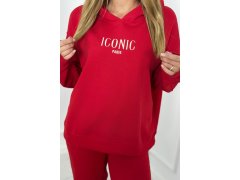 Izolovaná bavlněná souprava, mikina s&nbsp;vyšívacími + kalhotami červený 2