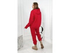 Izolovaná bavlněná souprava, mikina s&nbsp;vyšívacími + kalhotami červený 4