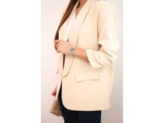 Sako s klopami elegantní béžový 7