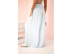 Dámské široké kalhoty z&nbsp;viskózy s&nbsp;elastickým pasem modré 1