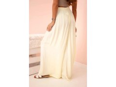 Široké dámské kalhoty z&nbsp;viskózy s&nbsp;elastickým pasem žluté 2