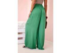 Široké dámské viskózové kalhoty s&nbsp;elastickým pasem zelené 2