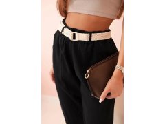 Dámské lněné kalhoty s&nbsp;bavlnou a&nbsp;páskem černé 3