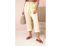 Dámské lněné kalhoty s&nbsp;bavlnou a&nbsp;páskem - žluté 1
