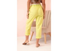 Dámské lněné kalhoty s&nbsp;bavlnou a&nbsp;páskem kiwi 2