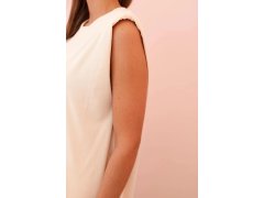 Dámský komplet z&nbsp;viskózy bez rukávů a&nbsp;rovnými kalhotami světlý béžový 3