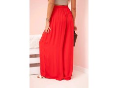 Široké dámské kalhoty z&nbsp;viskózy s&nbsp;elastickým pasem červené 2