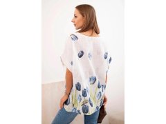 Dámská bavlněná košile s&nbsp;květinovým vzorem bílý 2