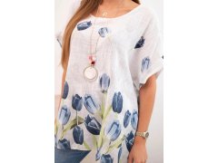 Dámská bavlněná košile s&nbsp;květinovým vzorem bílý 3