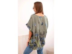 Dámská bavlněná košile s&nbsp;květinovým vzorem khaki 2